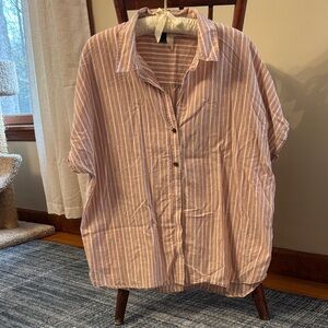 Women’s XL Patagonia Pastels Striped Button-Up Short Sleeve Shirt